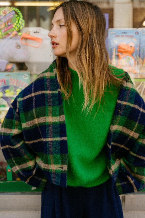 Tinsels-wintercollectie 2025- geruit bomber jack in groen en blauw